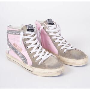 Golden Goose Slide Sneaker Dreamed in Venice Size 36 US 6 Pink Glitter High Top